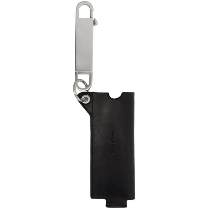 Rick Owens Black Leather Jumbo Lighter Case Keychain Rick Owens