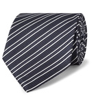 Ermenegildo Zegna - 8cm Striped Silk-Jacquard Tie - Men - Storm blue