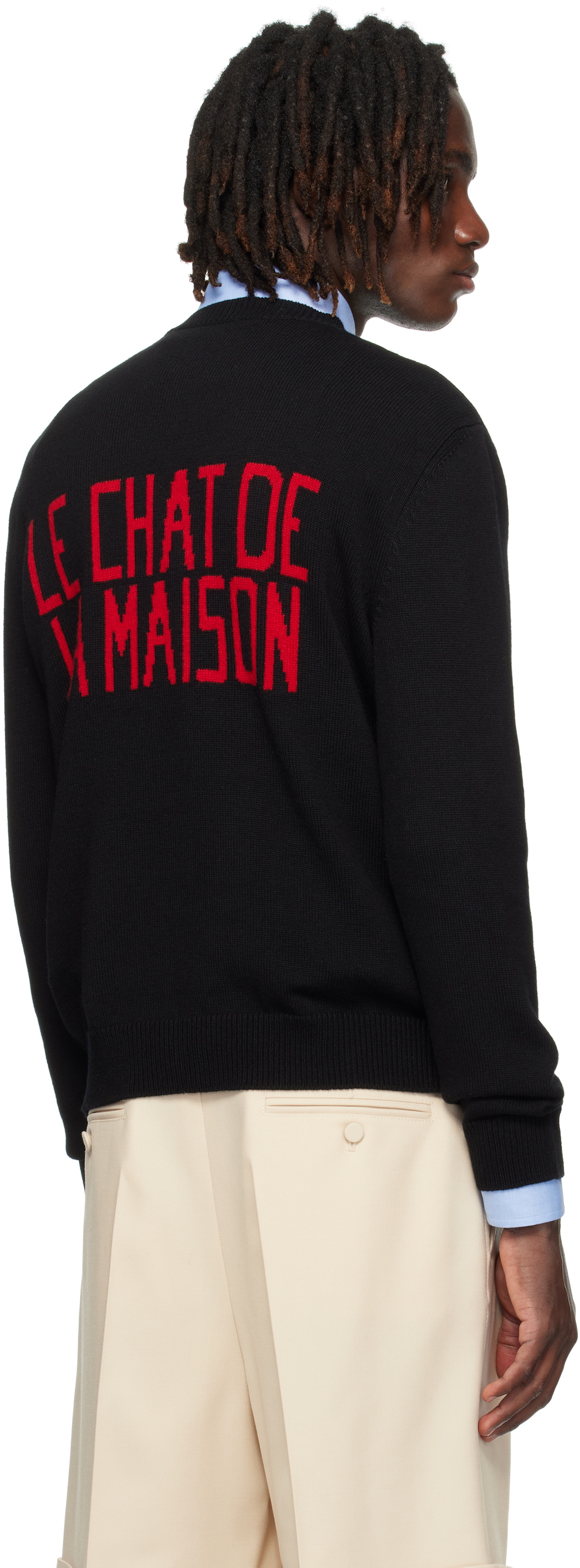 Valentino Black 'Le Chat De La Maison' Patch Sweater