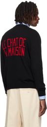 Valentino Black 'Le Chat De La Maison' Patch Sweater