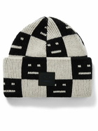 Acne Studios - Logo-Appliquéd Checked Jacquard-Knit Wool Beanie