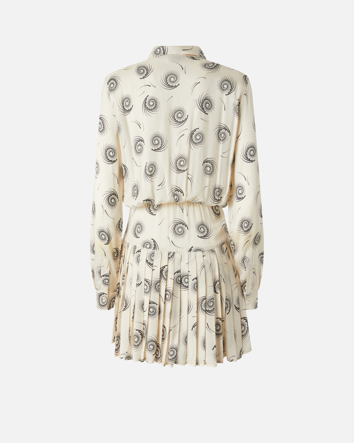 Pinko Mini Shirt Dress In Twill With Swirl Print Cream/Black