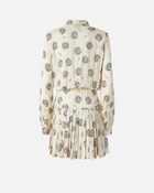 Pinko Mini Shirt Dress In Twill With Swirl Print Cream/Black