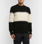 Officine Generale - Colour-Block Ribbed Cotton-Blend Sweater - Black