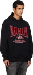 Balmain Black Flocked 'Balmain' College Hoodie