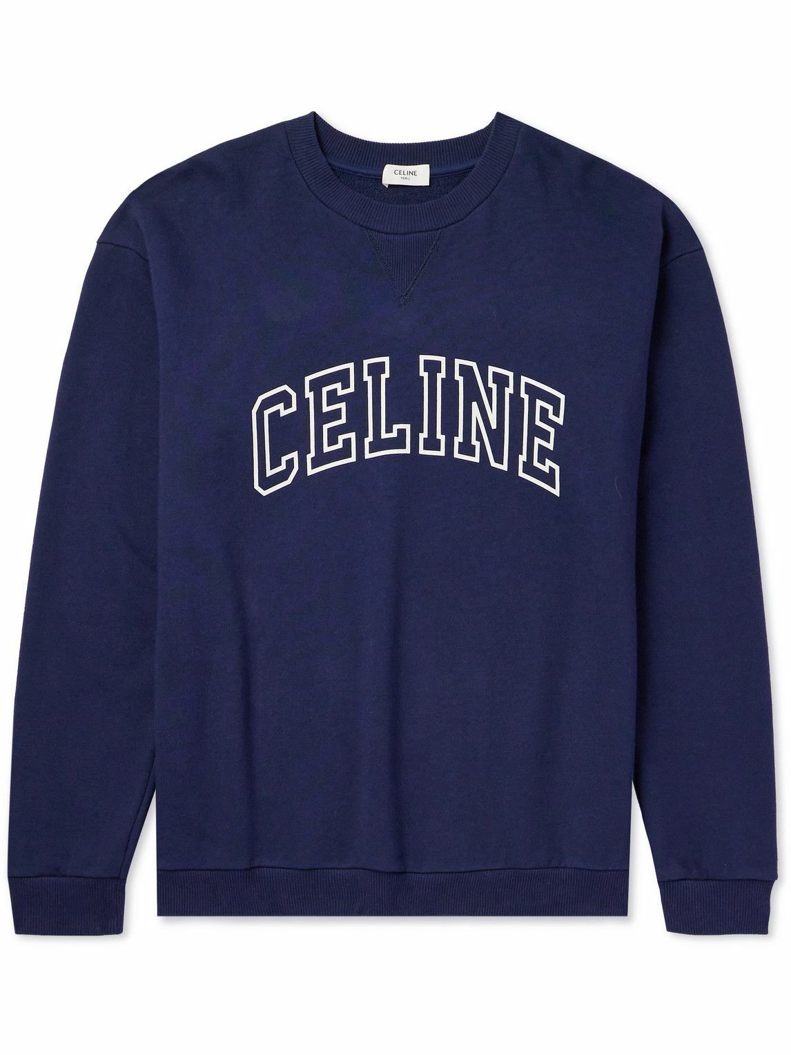 CELINE - Logo-Print Cotton-Blend Jersey Sweatshirt - Blue