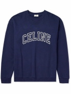 CELINE - Logo-Print Cotton-Blend Jersey Sweatshirt - Blue