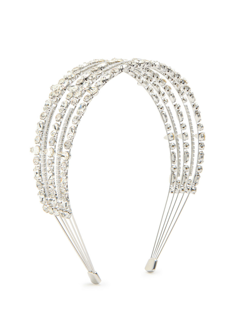 Self-portrait Crystal-embellished Metal Headband - Silver - One Size