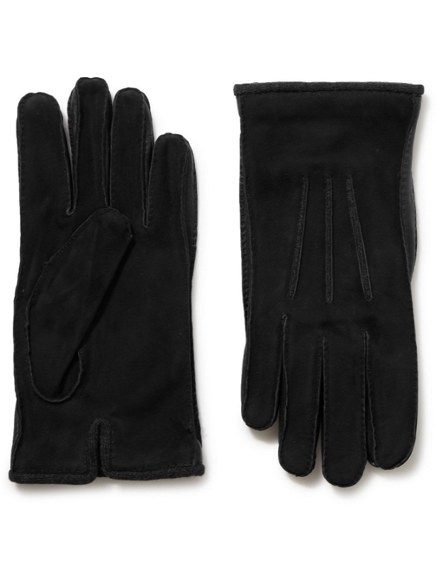 Photo: LORO PIANA - Damon Baby Cashmere-Lined Suede Gloves - Black