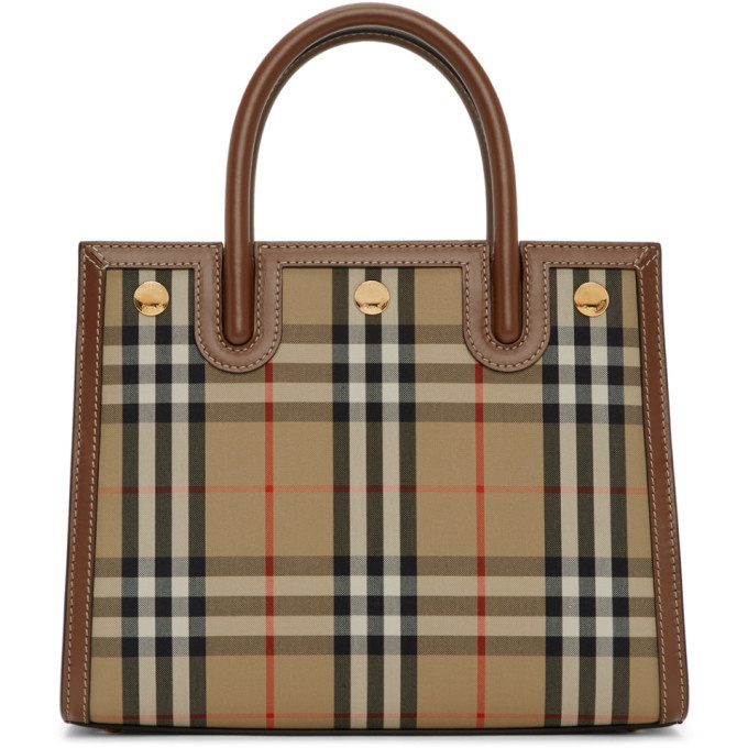 Burberry Vintage Check Two-handle Title Bag Mini Archive Beige