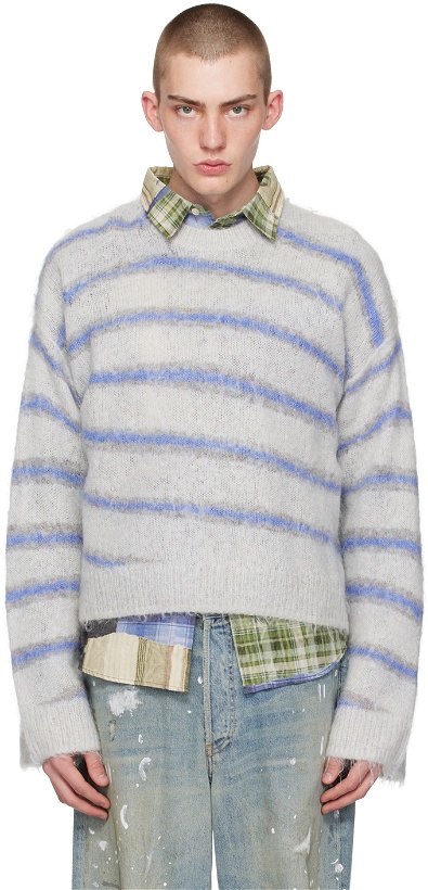 Photo: Acne Studios Gray & Blue Stripes Sweater