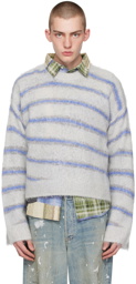 Acne Studios Gray & Blue Stripes Sweater