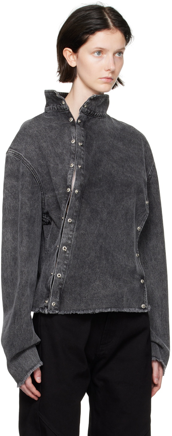 Jade Cropper Black Asymmetric Denim Jacket