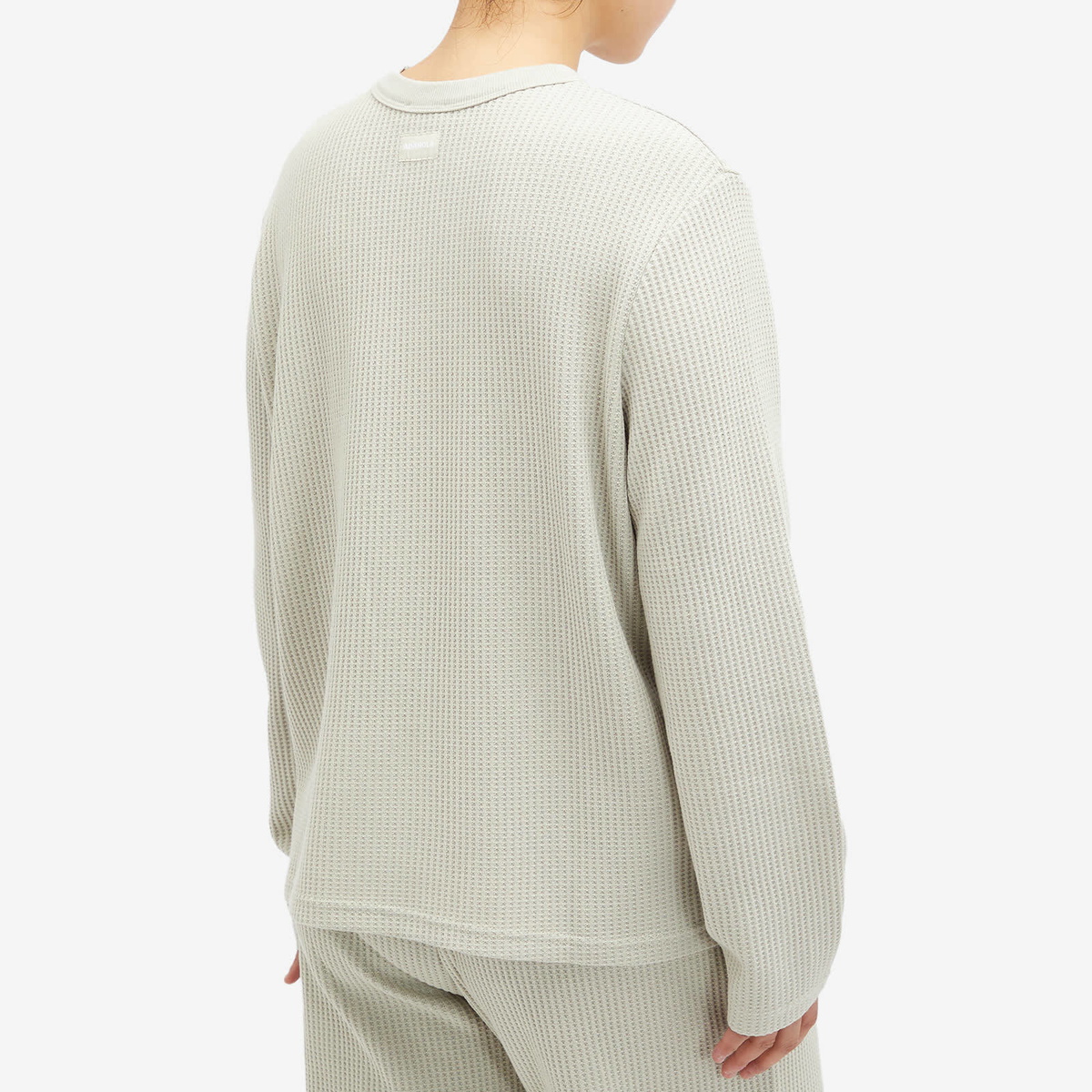 Adanola Women's Waffle Long Sleeve T-Shirt in Stone