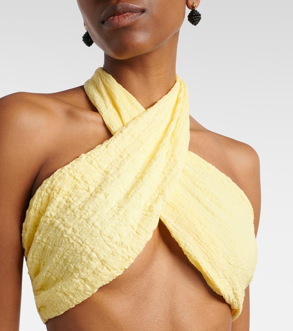 Jade Swim Aylin halterneck seersucker crop top