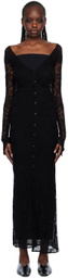 Olēnich Black V-Neck Maxi Dress