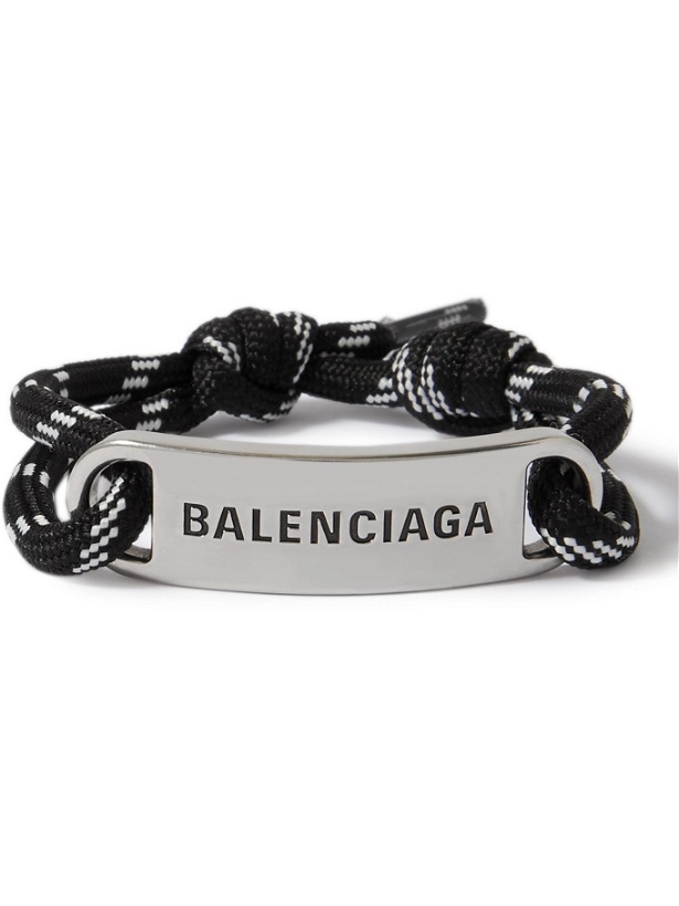Photo: BALENCIAGA - Silver-Plated and Cord Bracelet - Black