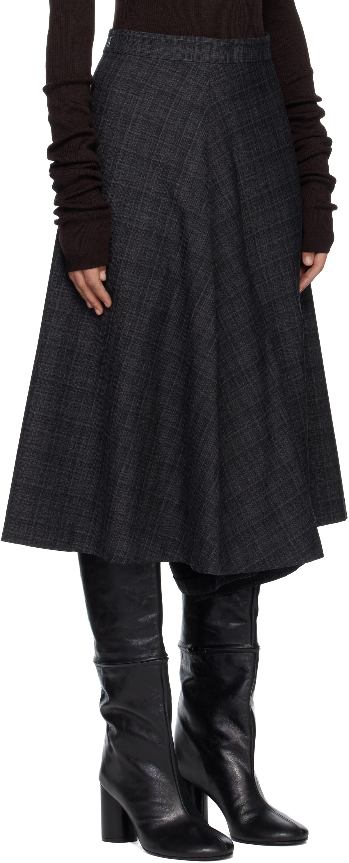 MARIE ADAM-LEENAERDT Gray 2 In 1 Midi Skirt