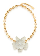 Chloe Bloom Flower Brass Choker - White - One Size