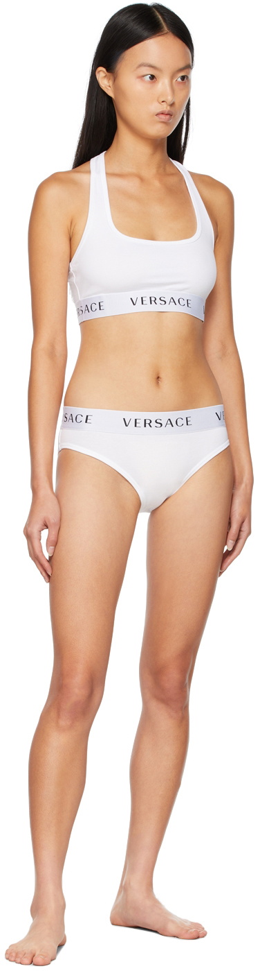 White Greca Bra by Versace Underwear on Sale