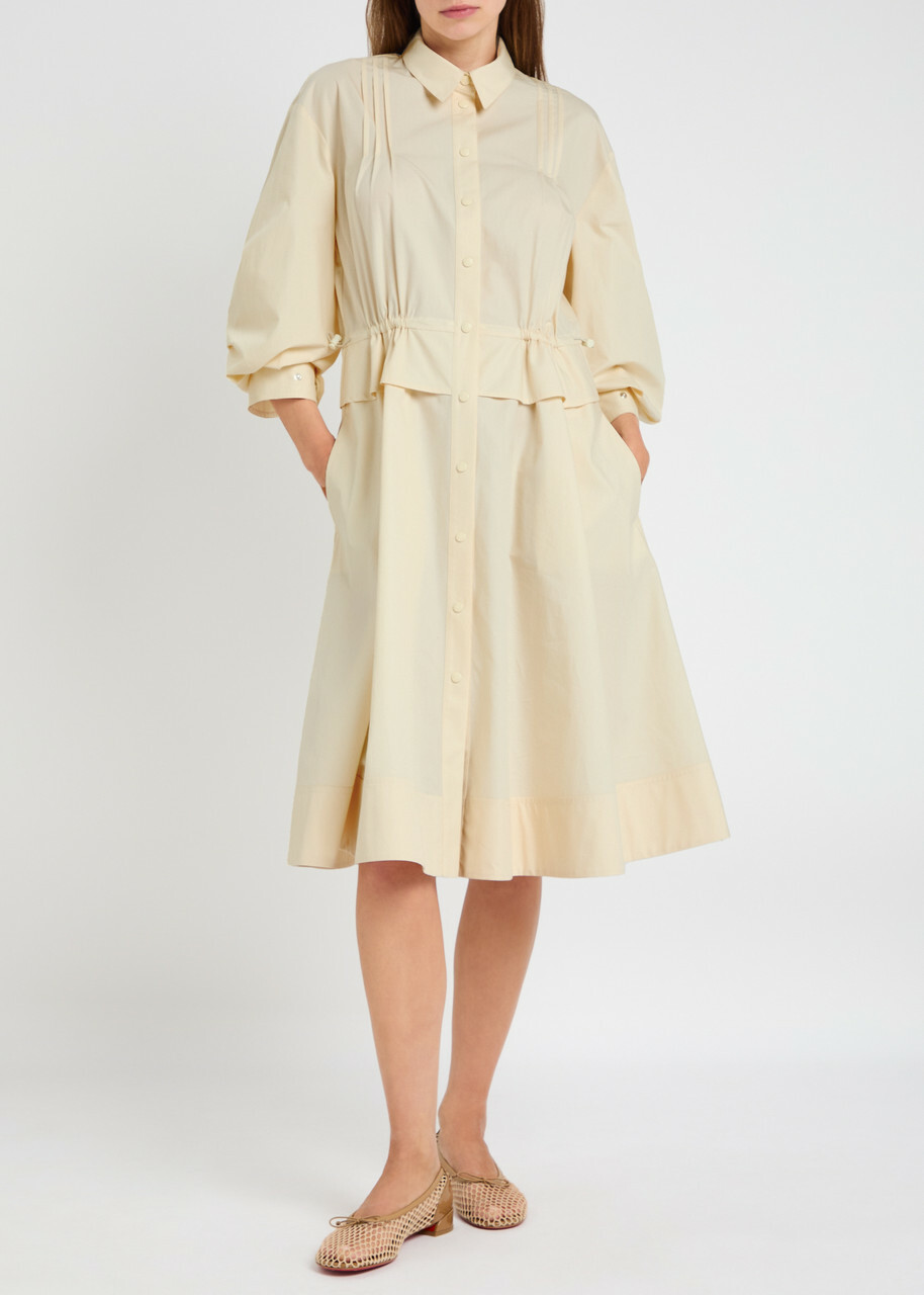Moncler Cotton-poplin Midi Shirt Dress Ivory