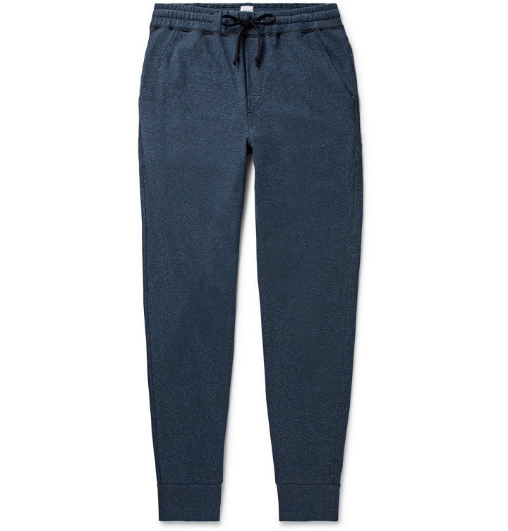 Photo: Schiesser - Hugo Slim-Fit Tapered Mélange Cotton-Jersey Sweatpants - Blue