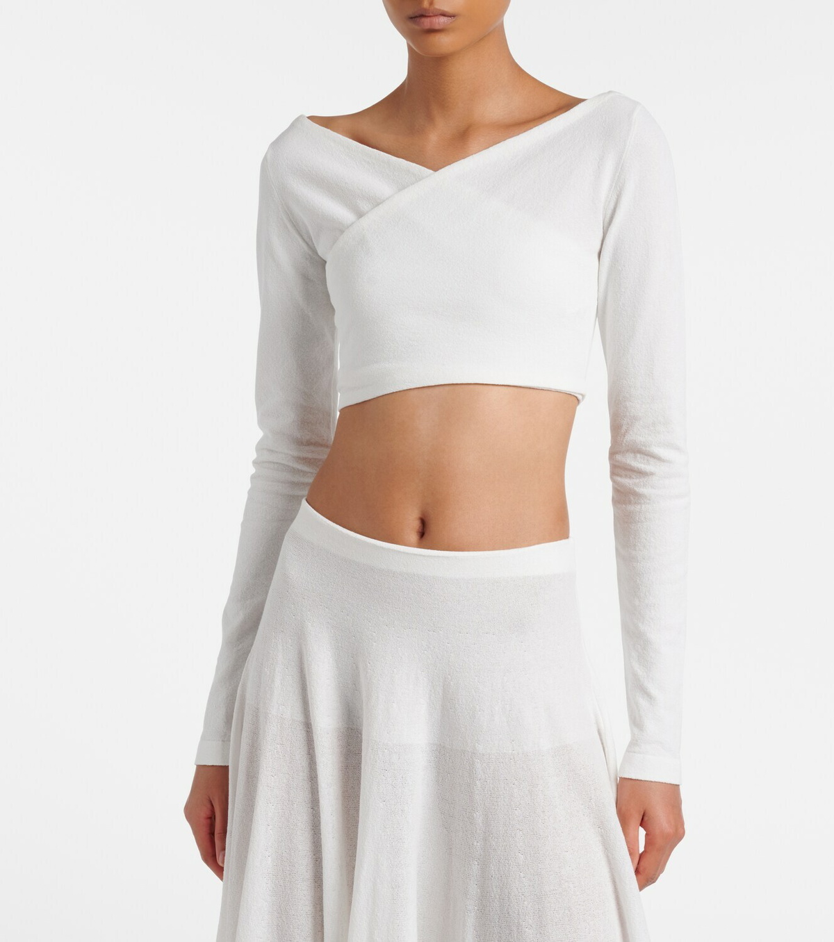 Alaïa Cotton-blend crêpe wrap top