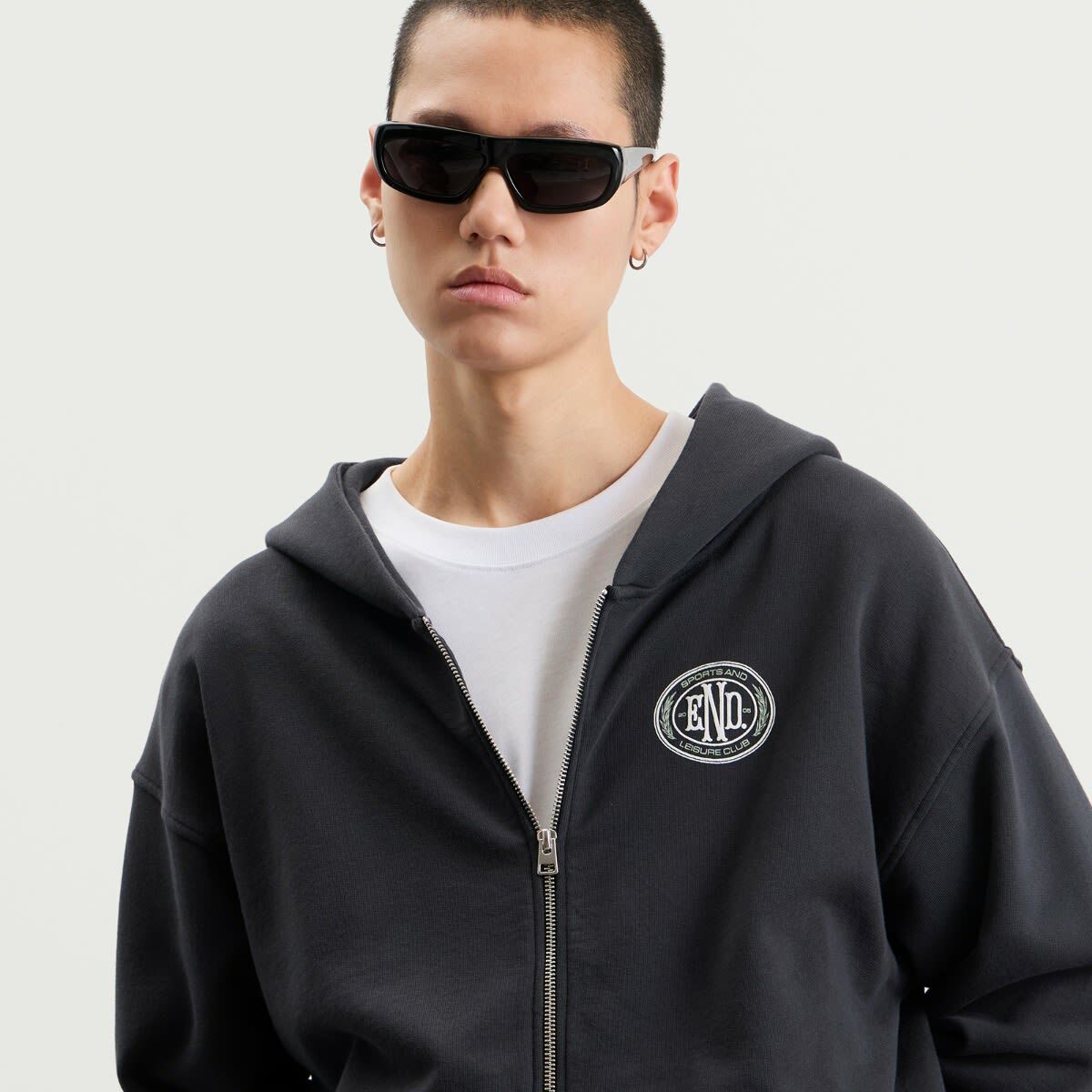 END. Leisure Zip Hoodie in Cinder Black