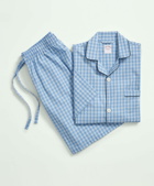 Brooks Brothers Men's Cotton Poplin Gingham Short Pajamas | Chambray Blue