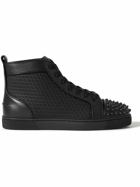 Christian Louboutin - Lou Spikes Orlato Studded Leather and Mesh High-Top Sneakers - Black