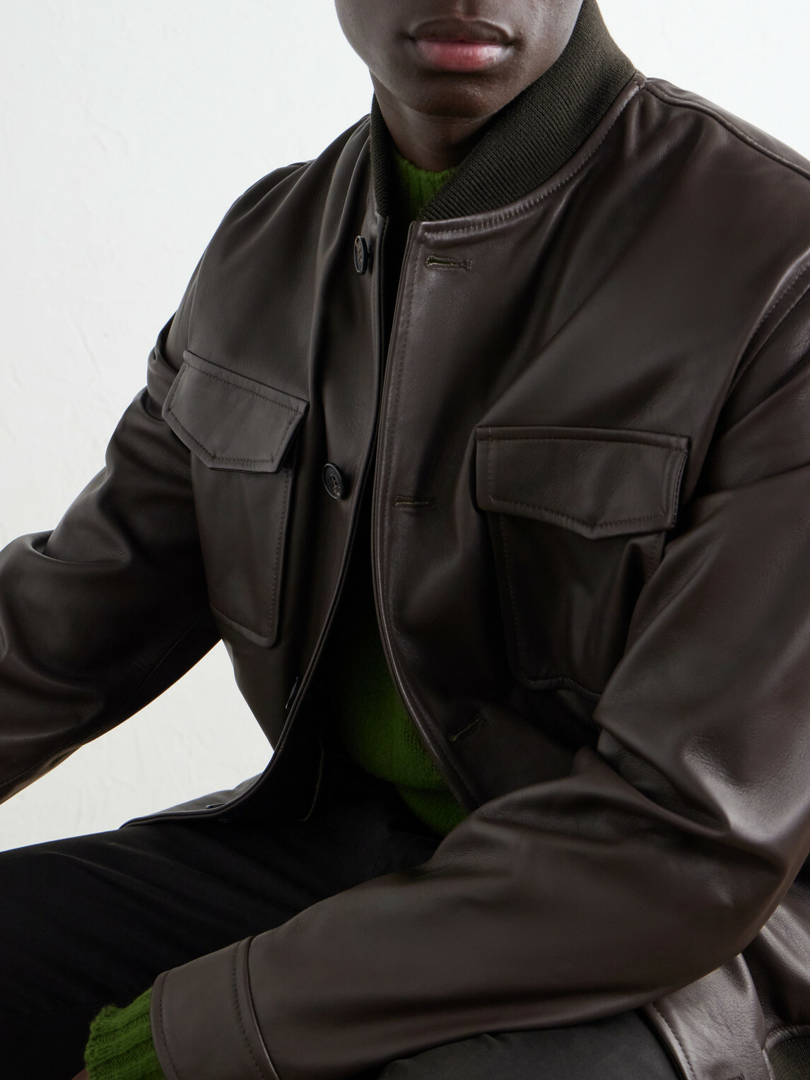 Slowear - Montedoro Leather Bomber Jacket - Brown