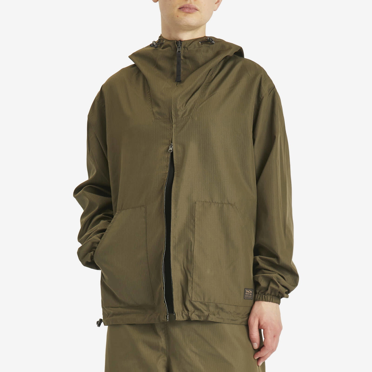 Taion Men's Military Zip Reversible Parka Jacket in Black