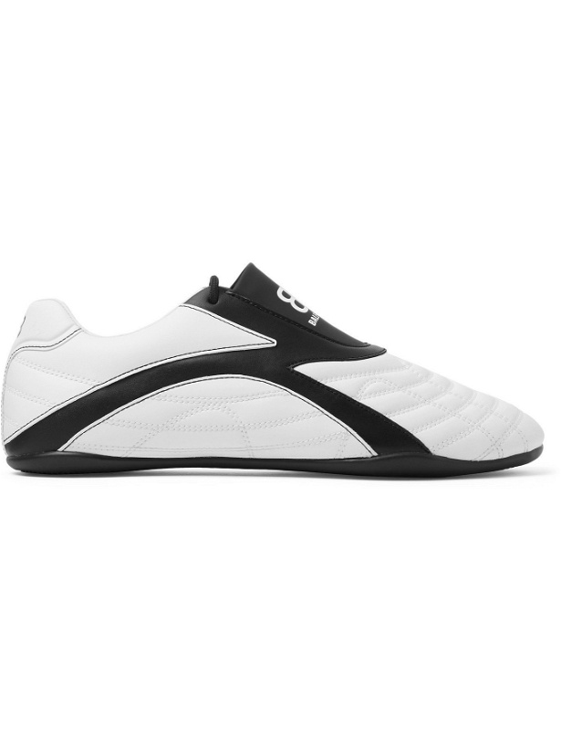 Photo: BALENCIAGA - Zen Logo-Print Faux Leather Sneakers - White