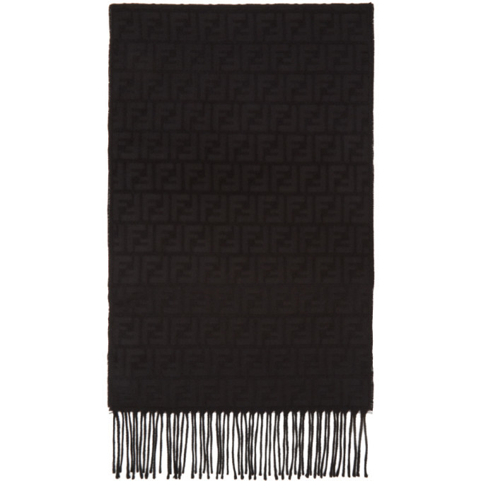 Fendi - Fringed Logo-Intarsia Wool Scarf - Brown Fendi