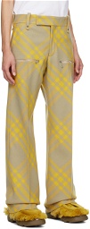 Burberry Yellow & Beige Check Trousers