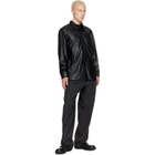 MM6 Maison Margiela Black Long-Sleeved Faux-Leather Shirt