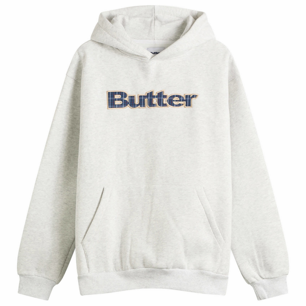 Butter Goods Men's Plaid Logo Applique Hoodie in Ash