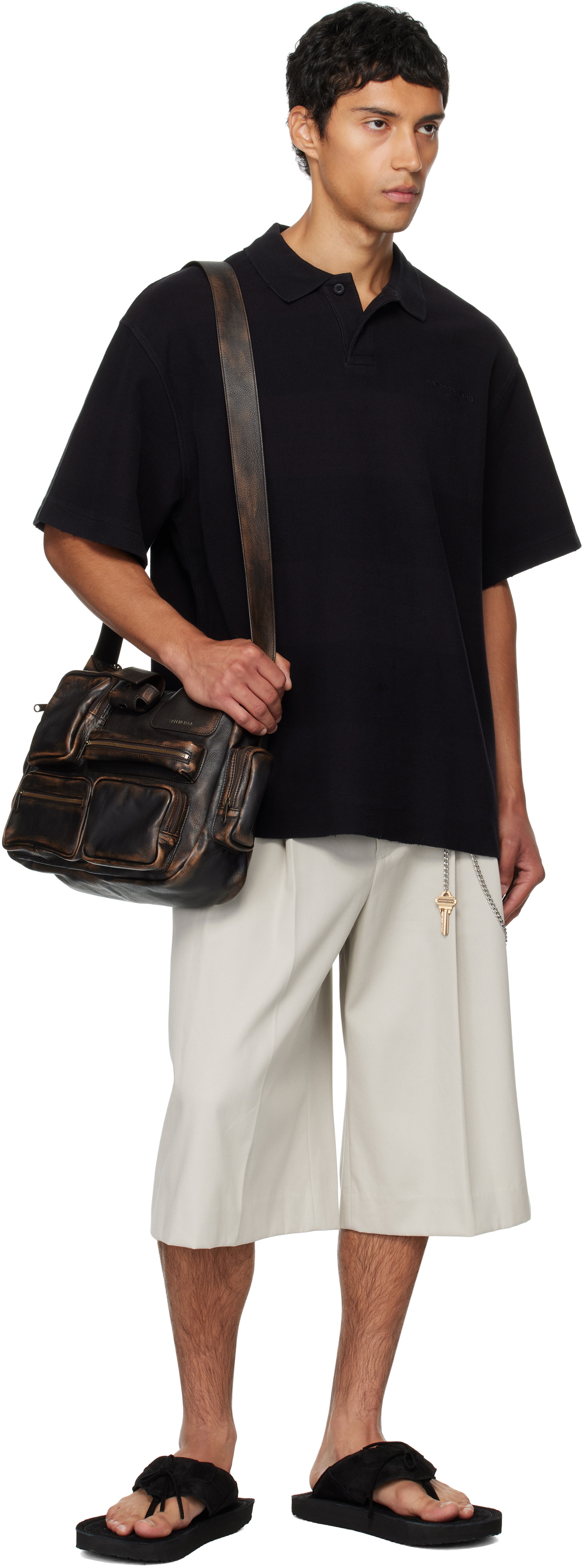 Alexander Wang Black Rib Short Sleeve Polo