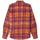Palm Angels Men's Brushed Wool Check Overshirt in Fuschia