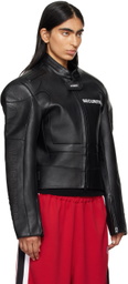 VETEMENTS Black Securite Motorcross Leather Jacket