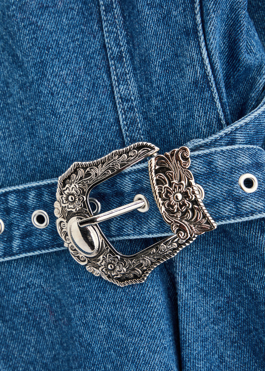 Marques' Almeida Panelled Belted Denim Mini Dress Blue