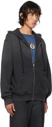 424 Black Embroidered-Logo Hoodie