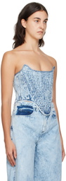 Marques Almeida Blue Paneled Denim Corset