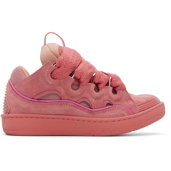 Photo: Lanvin Pink Monochrome Suede Curb Sneakers