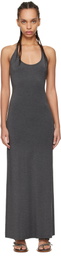 Fax Copy Express Gray Slim-Fitting Maxi Dress