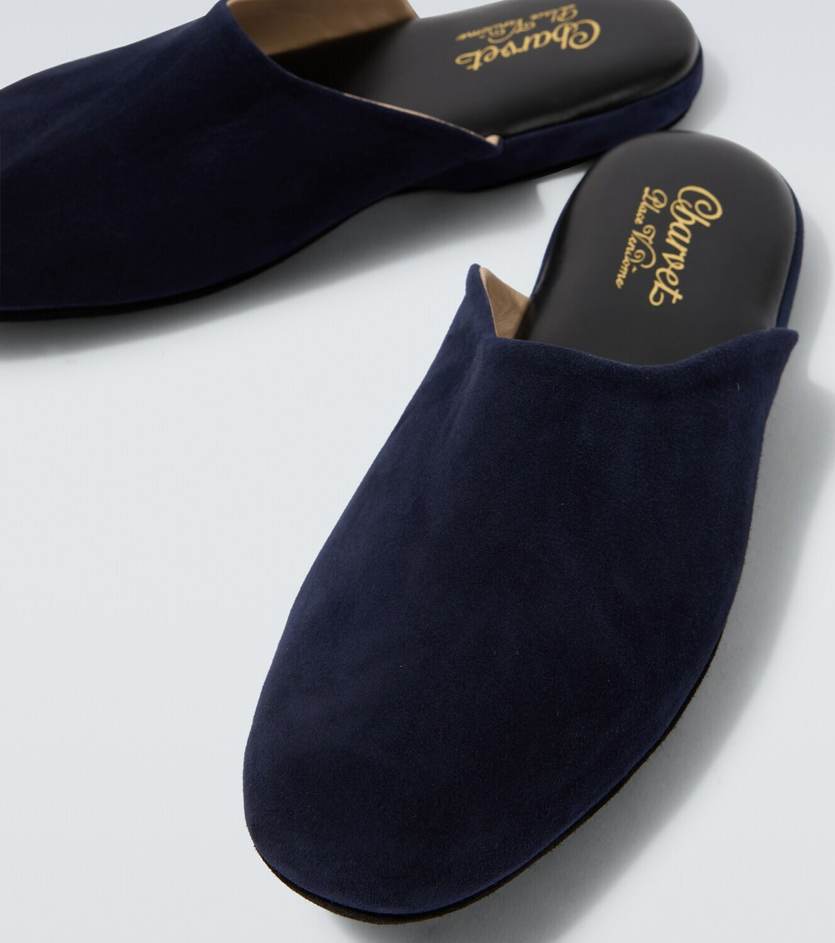 Charvet Leather-lined suede slippers
