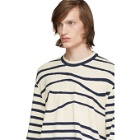 Lanvin Navy and Off-White Stripe Asymmetric Pullover