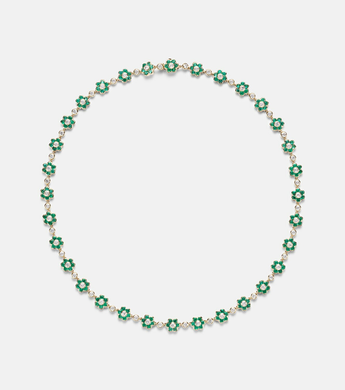 Anita Ko Flora Small 18kt gold choker with emeralds and diamonds