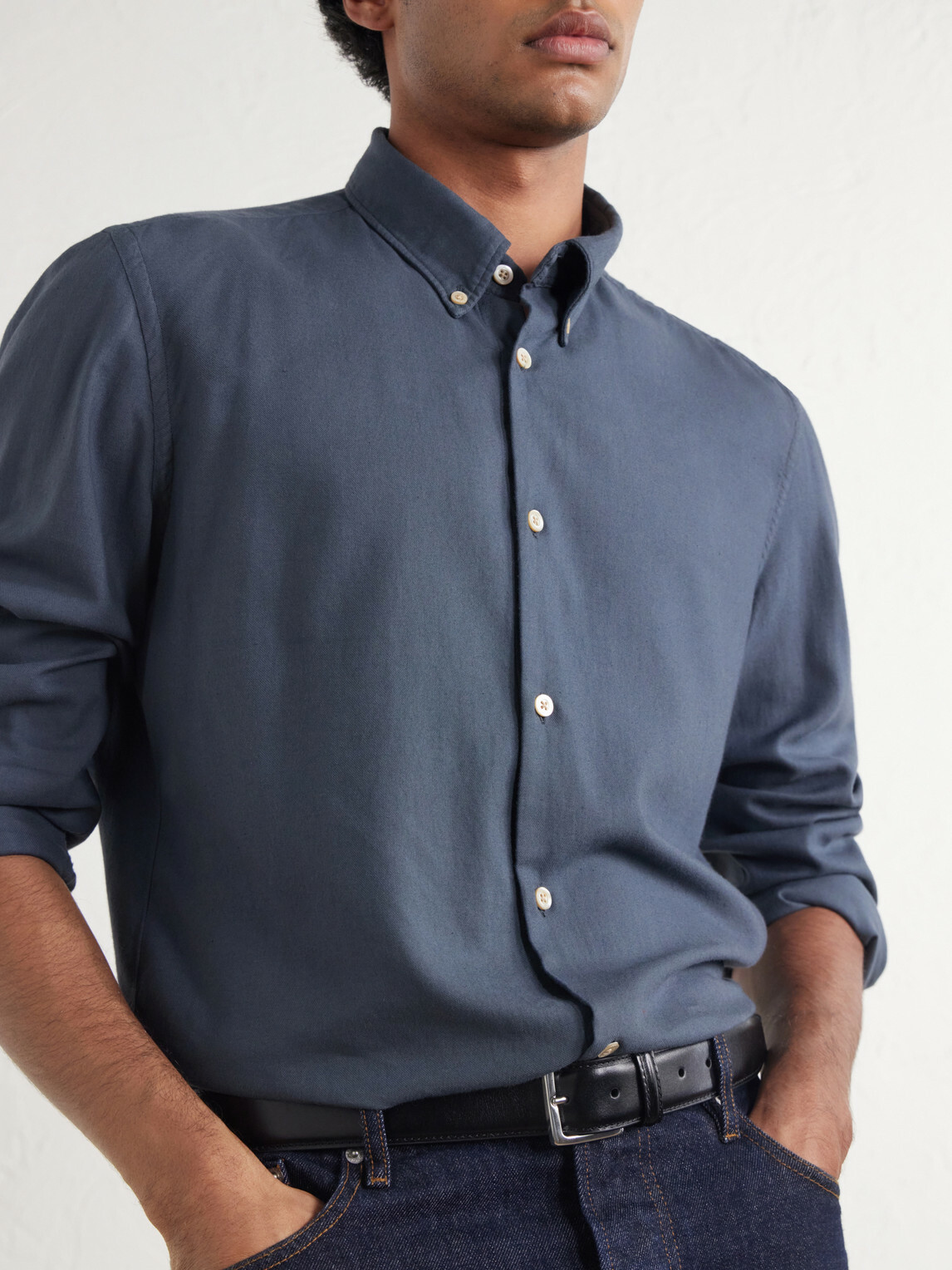 Boglioli - Button-Down Collar Twill Shirt - Gray