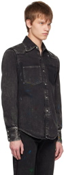 Maison Margiela Black Paint Splatter Denim Shirt